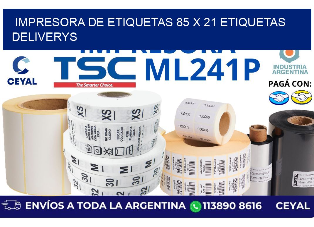 impresora de etiquetas 85 x 21 etiquetas deliverys