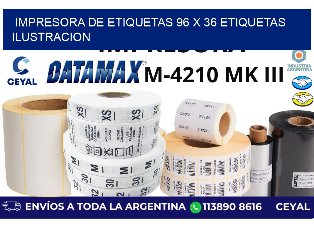 impresora de etiquetas 96 x 36 etiquetas ilustracion