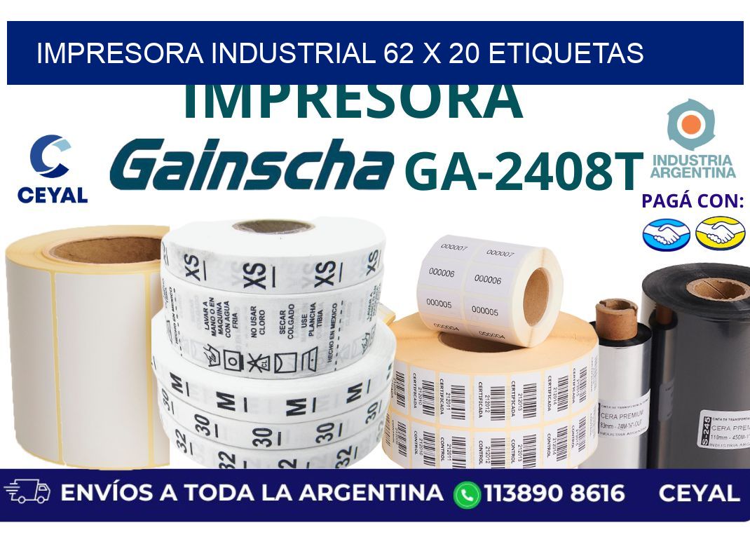 impresora industrial 62 x 20 etiquetas