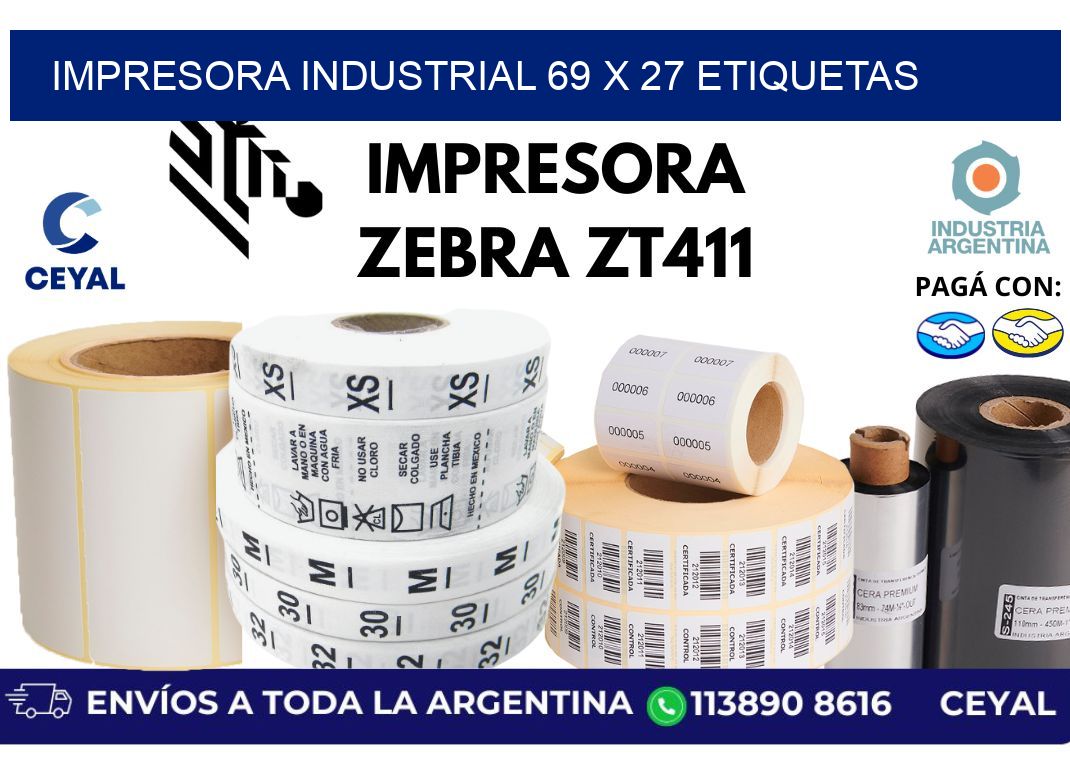 impresora industrial 69 x 27 etiquetas