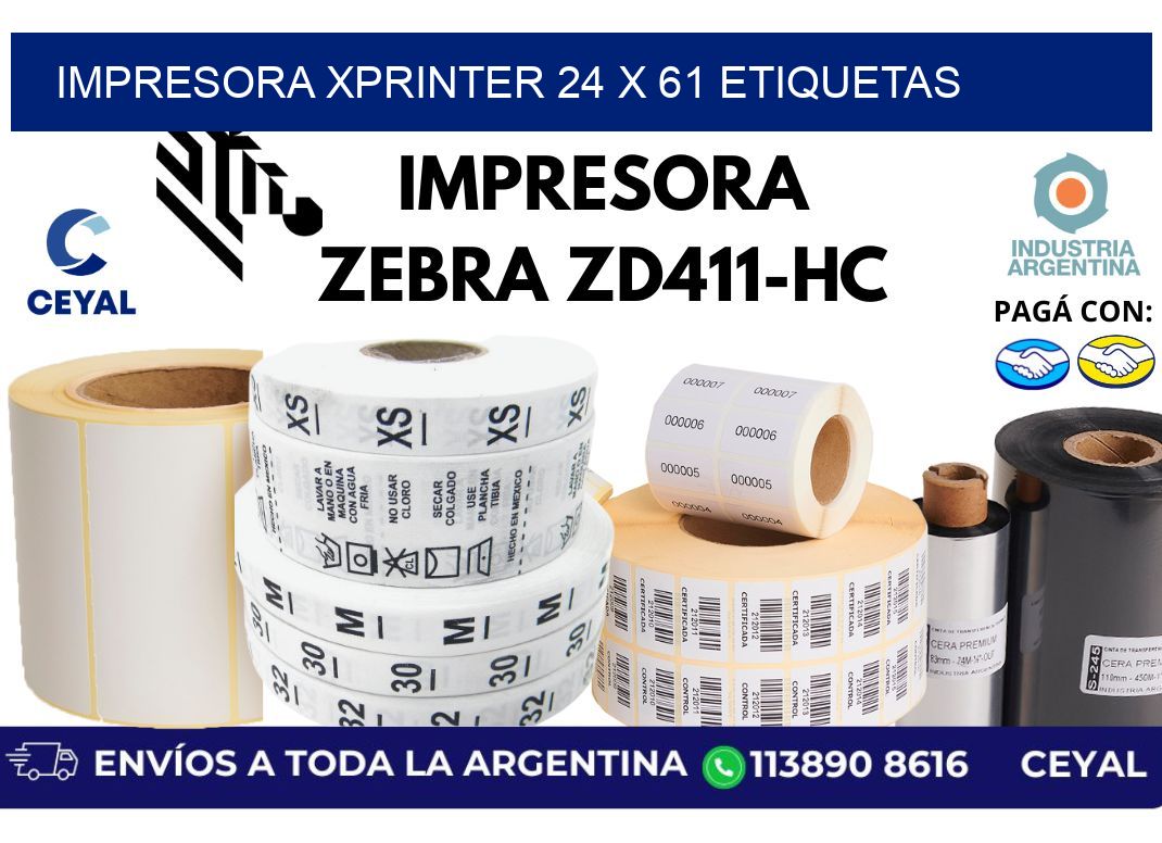 impresora xprinter 24 x 61 etiquetas