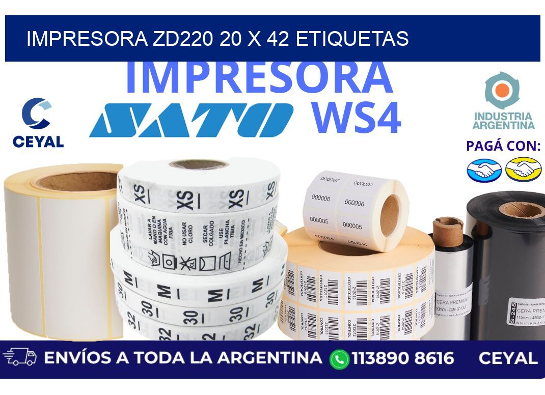 impresora zd220 20 x 42 etiquetas