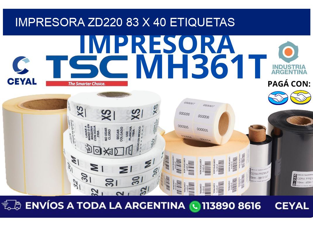 impresora zd220 83 x 40 etiquetas