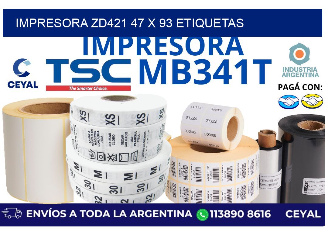 impresora zd421 47 x 93 etiquetas