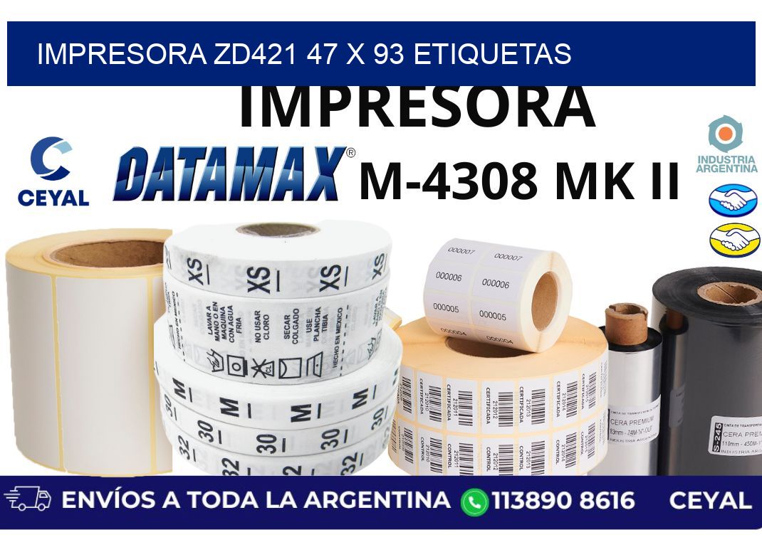 impresora zd421 47 x 93 etiquetas