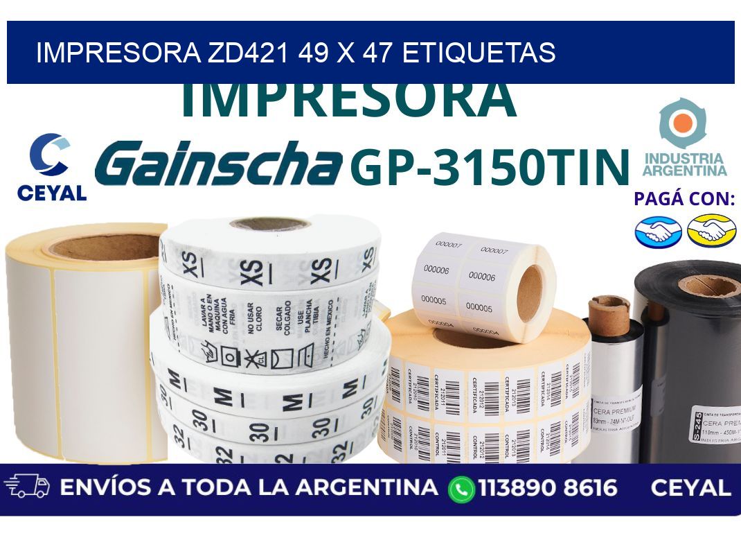 impresora zd421 49 x 47 etiquetas