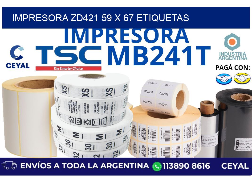 impresora zd421 59 x 67 etiquetas