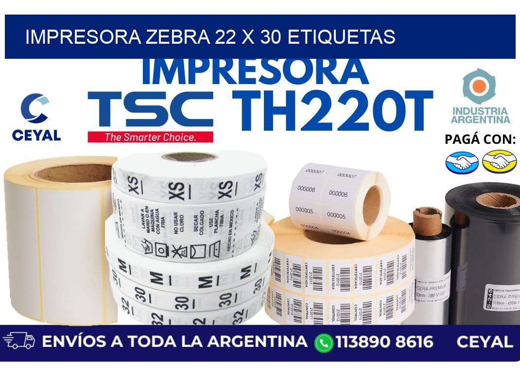 impresora zebra 22 x 30 etiquetas