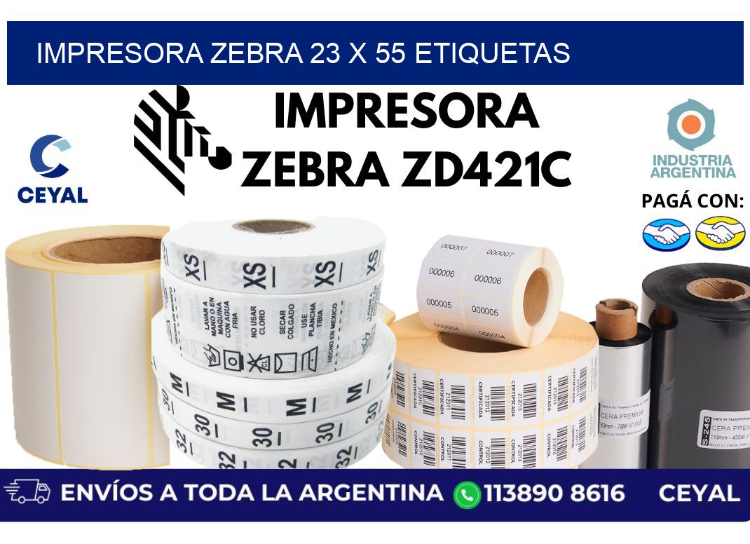 impresora zebra 23 x 55 etiquetas