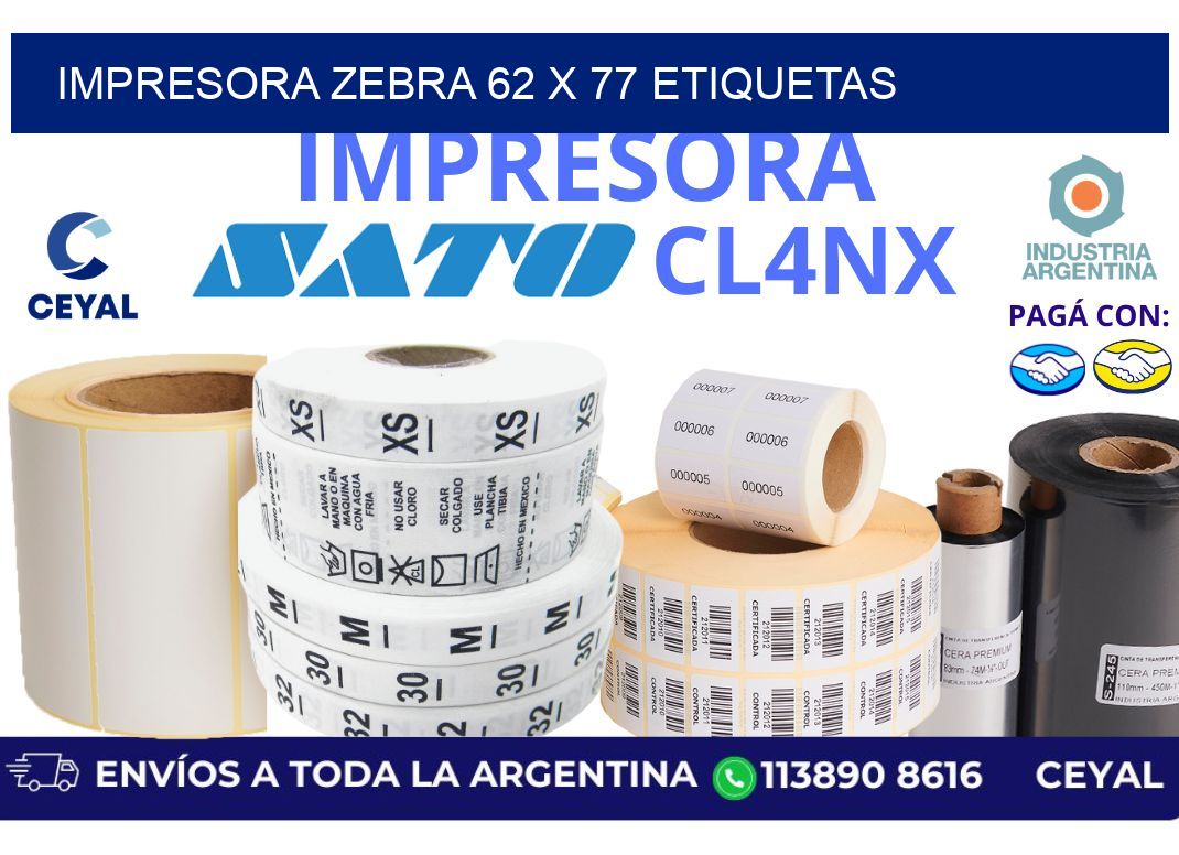 impresora zebra 62 x 77 etiquetas