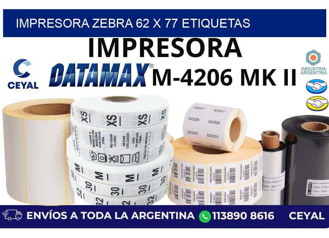 impresora zebra 62 x 77 etiquetas