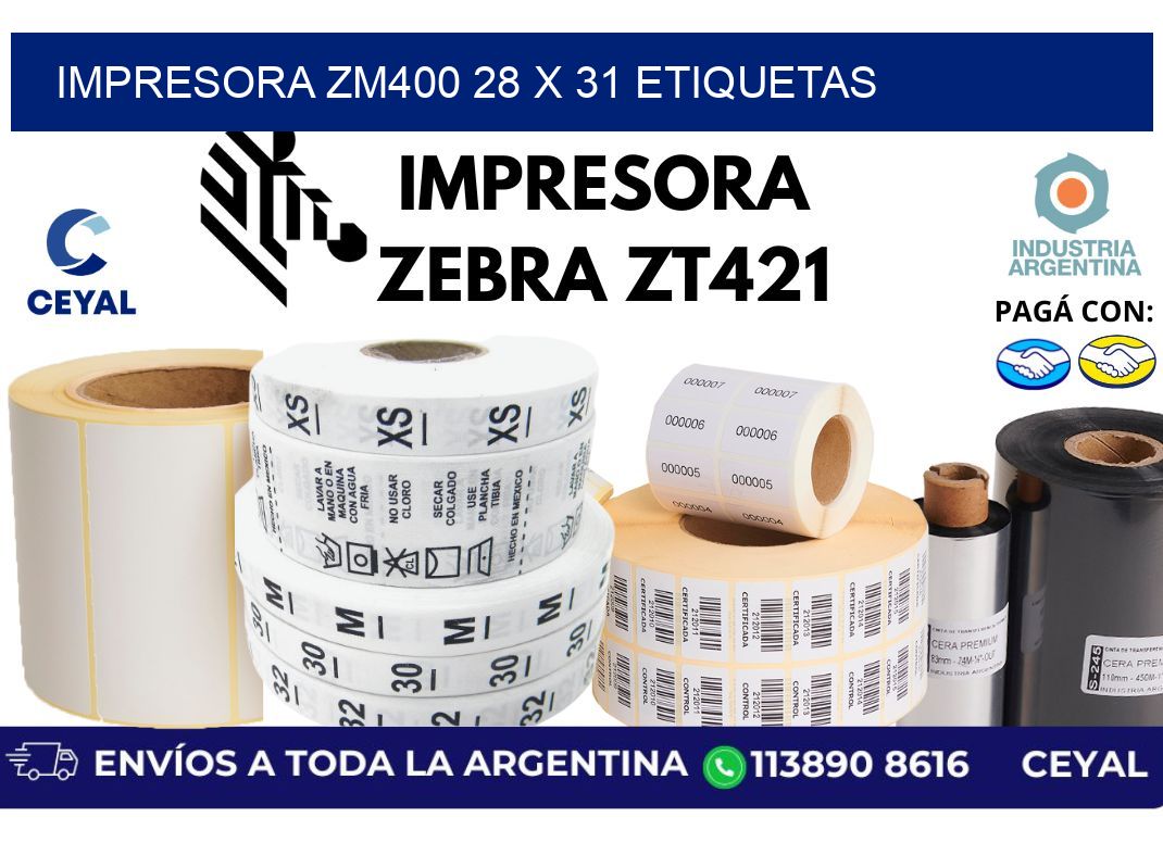 impresora zm400 28 x 31 etiquetas