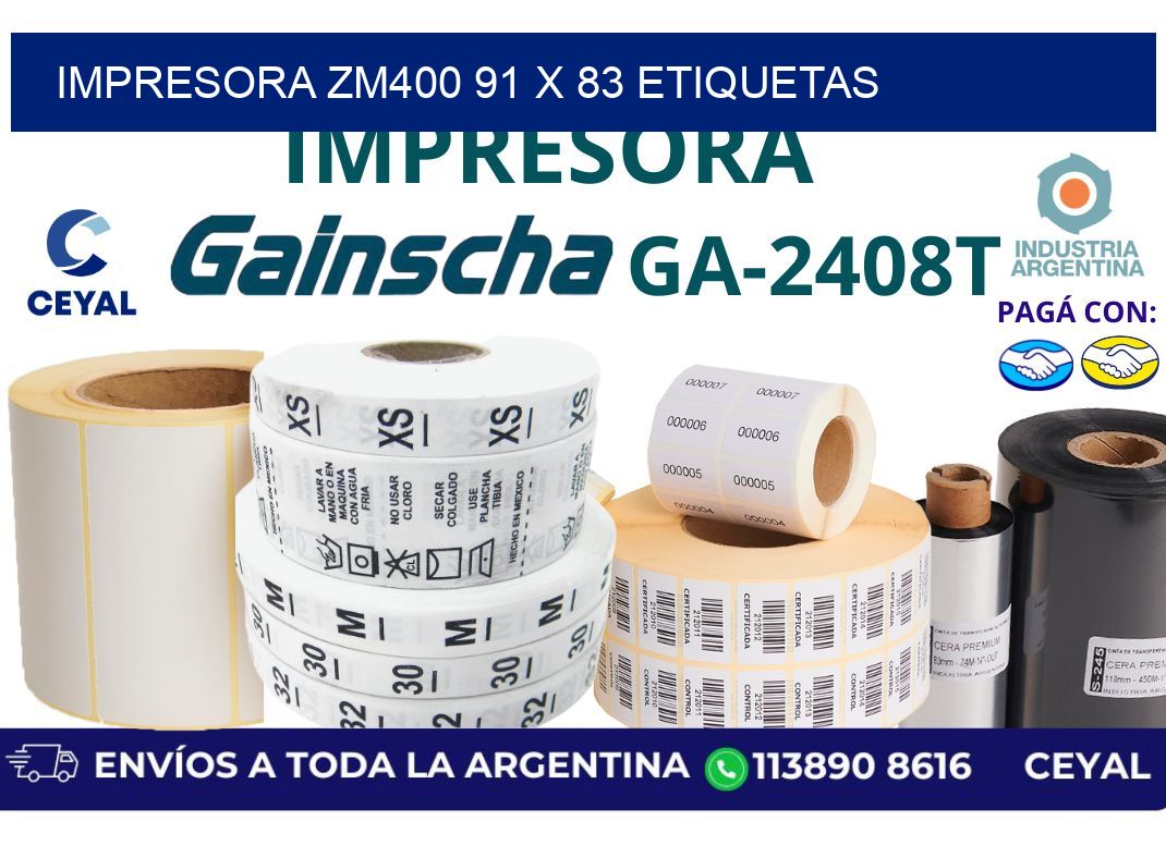 impresora zm400 91 x 83 etiquetas