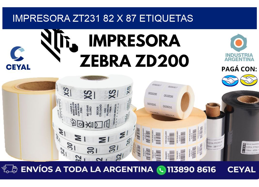 impresora zt231 82 x 87 etiquetas