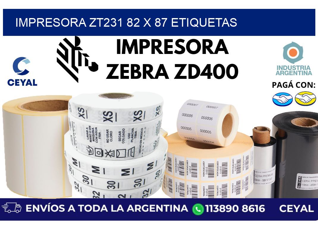 impresora zt231 82 x 87 etiquetas