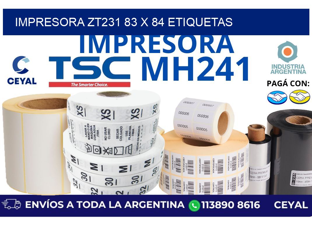 impresora zt231 83 x 84 etiquetas