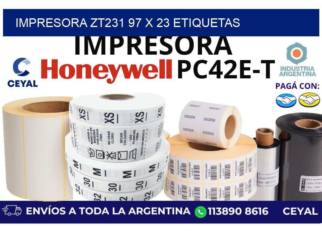 impresora zt231 97 x 23 etiquetas