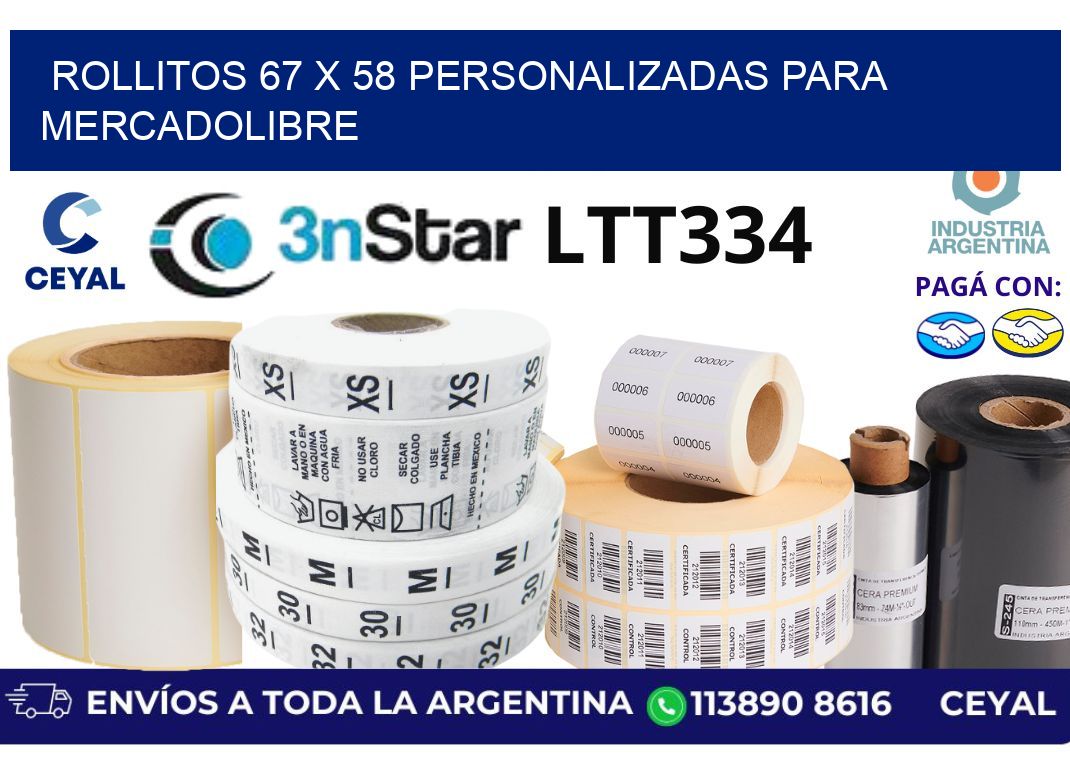 rollitos 67 x 58 personalizadas para mercadolibre