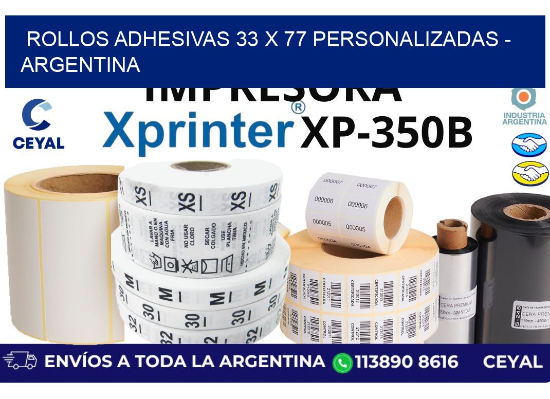 rollos adhesivas 33 x 77 personalizadas - Argentina