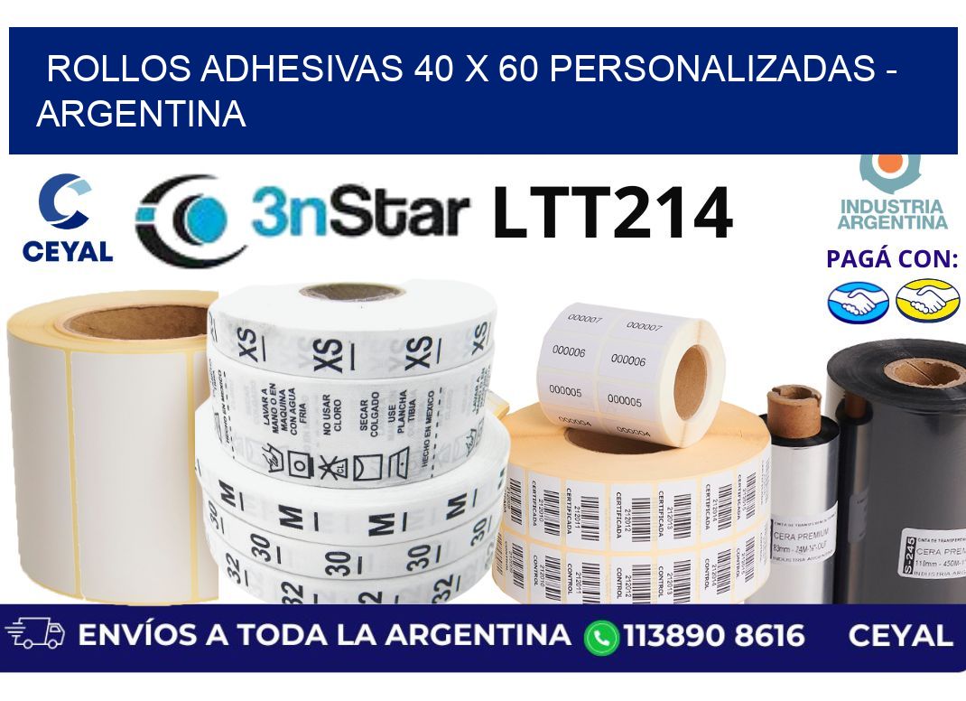 rollos adhesivas 40 x 60 personalizadas - Argentina