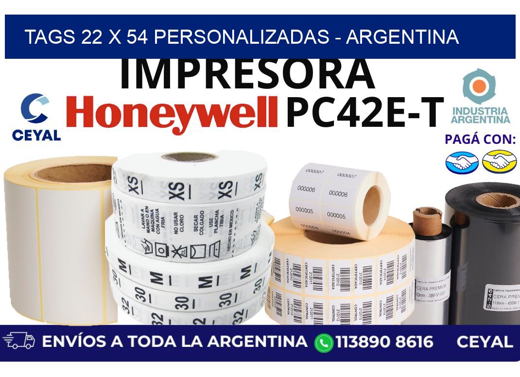 tags 22 x 54 personalizadas - Argentina