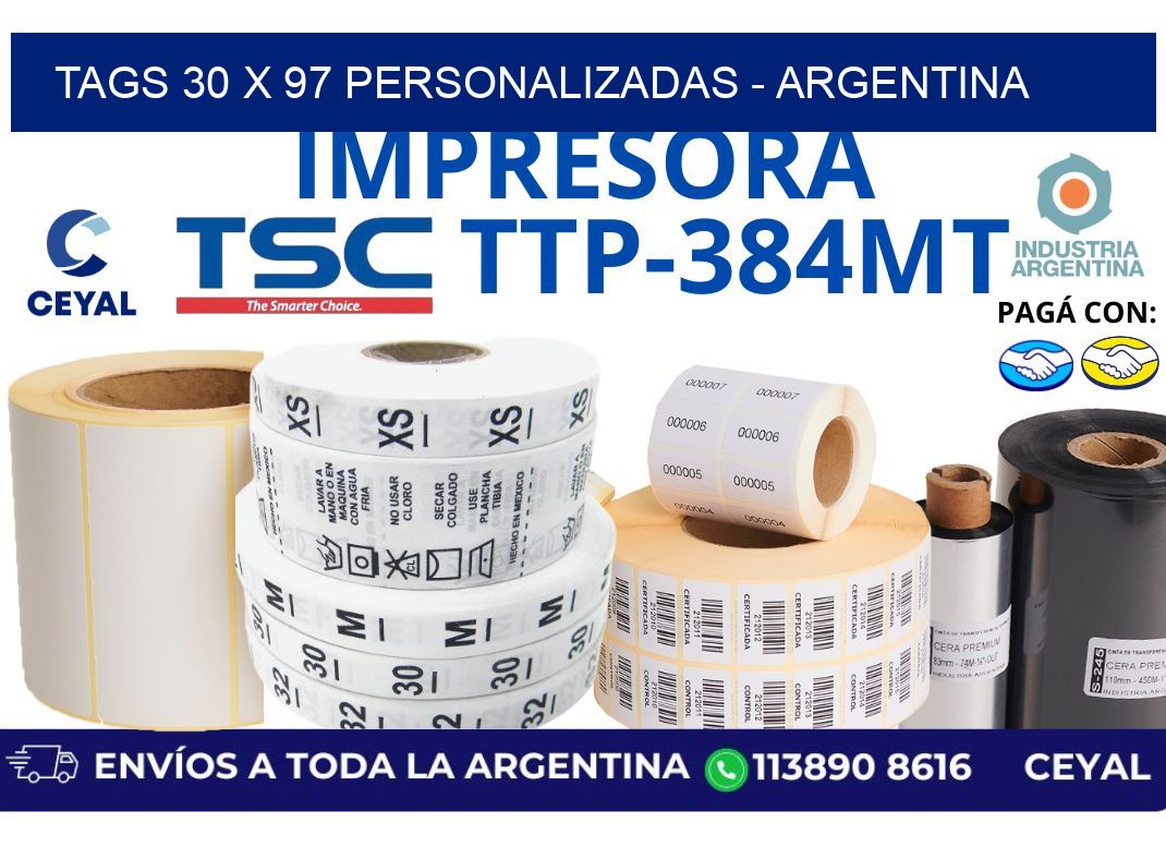 tags 30 x 97 personalizadas - Argentina