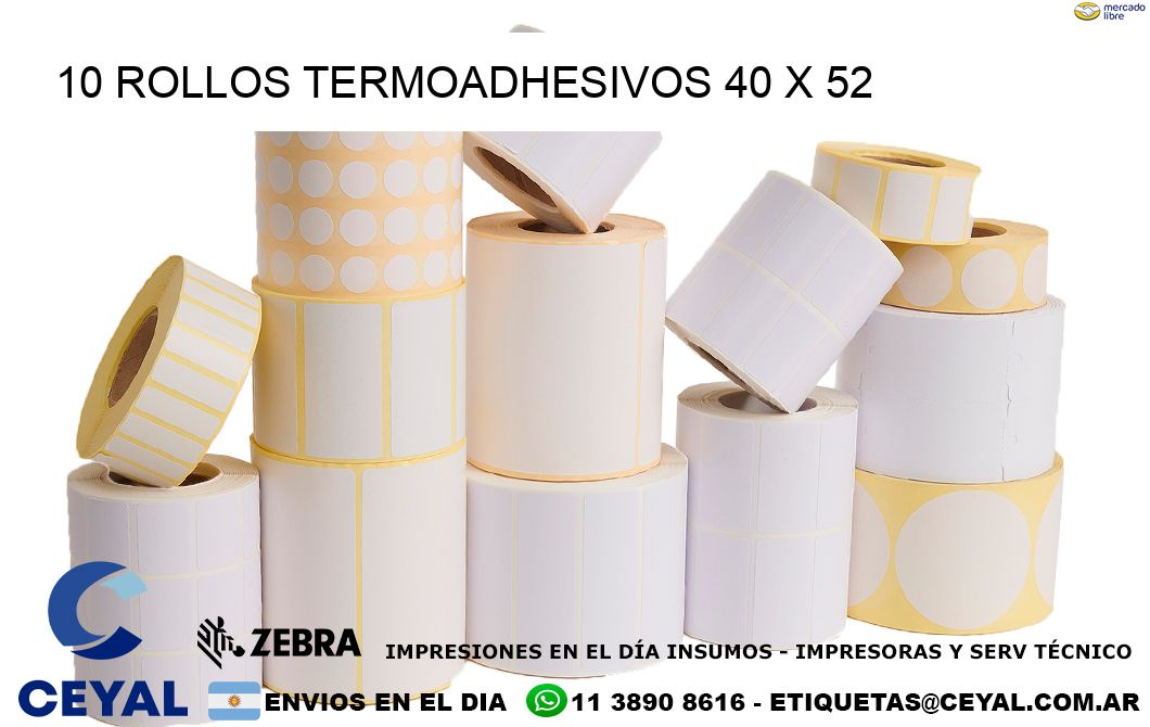 10 ROLLOS TERMOADHESIVOS 40 x 52