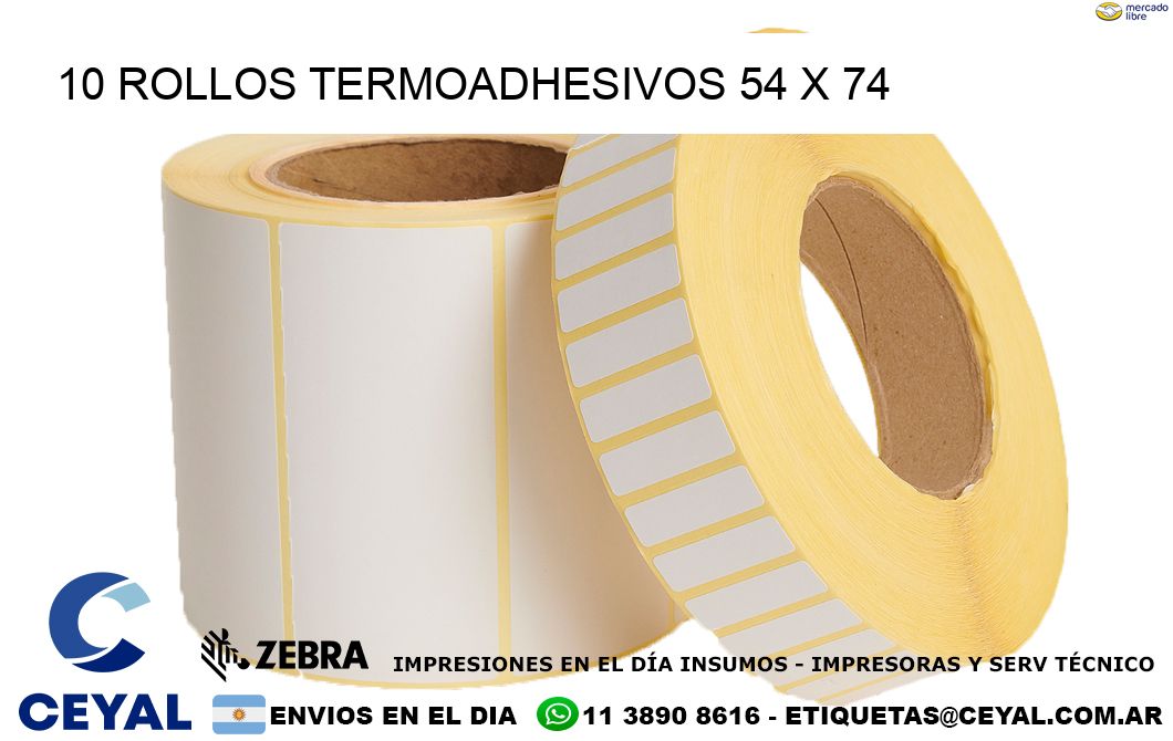 10 ROLLOS TERMOADHESIVOS 54 x 74
