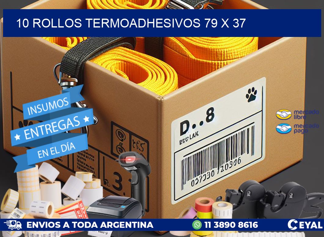 10 ROLLOS TERMOADHESIVOS 79 x 37