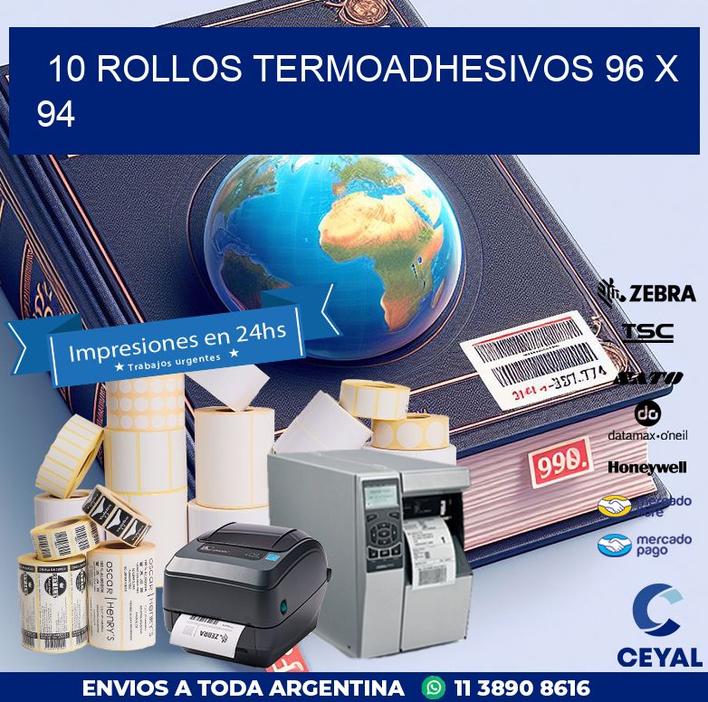 10 ROLLOS TERMOADHESIVOS 96 x 94
