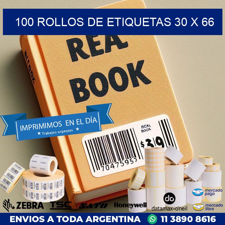 100 ROLLOS DE ETIQUETAS 30 x 66