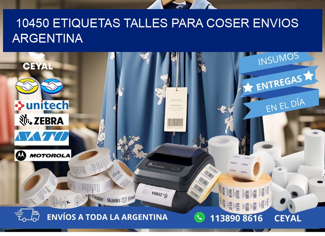 10450 ETIQUETAS TALLES PARA COSER ENVIOS ARGENTINA