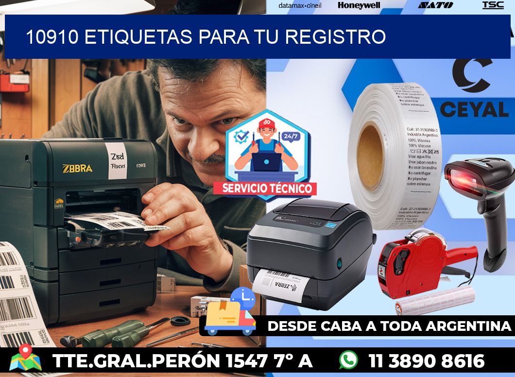10910 etiquetas para tu registro