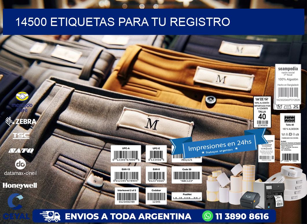 14500 etiquetas para tu registro