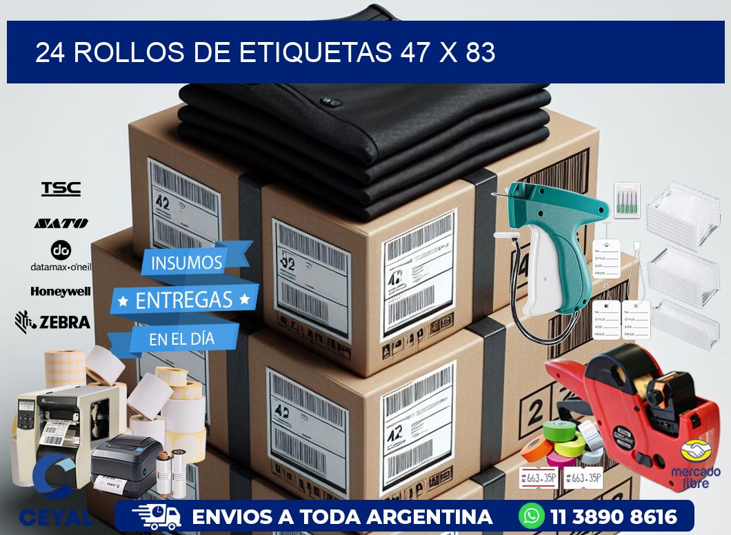 24 ROLLOS DE ETIQUETAS 47 x 83