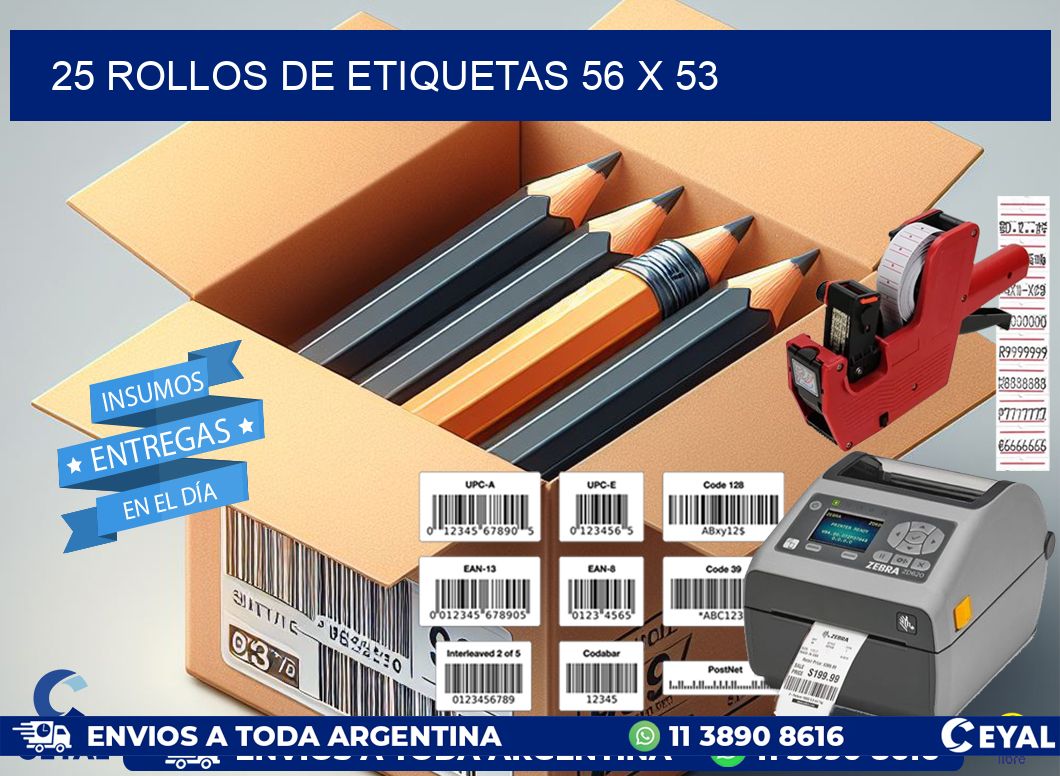 25 ROLLOS DE ETIQUETAS 56 x 53