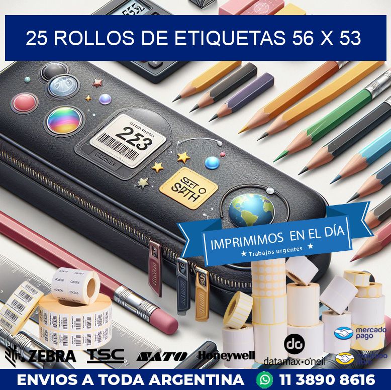 25 ROLLOS DE ETIQUETAS 56 x 53