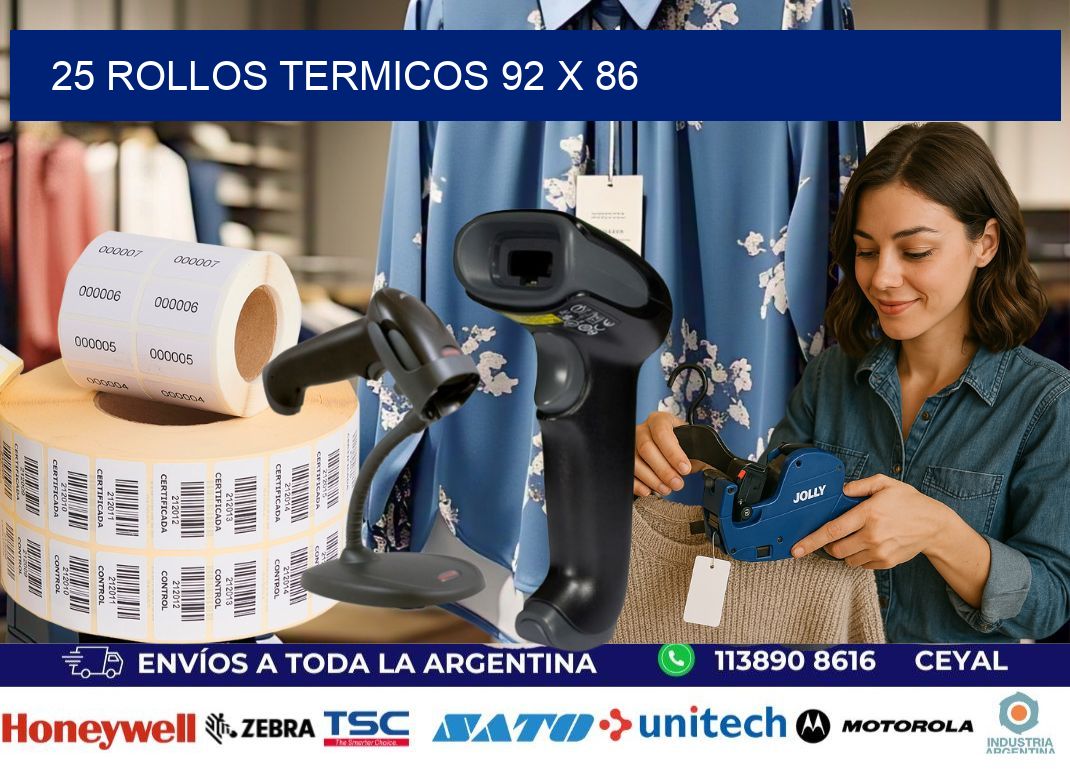 25 ROLLOS TERMICOS 92 x 86