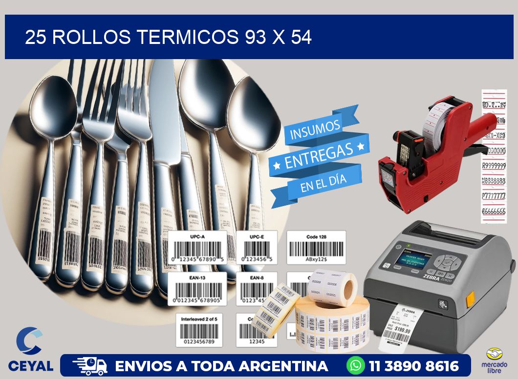 25 ROLLOS TERMICOS 93 x 54