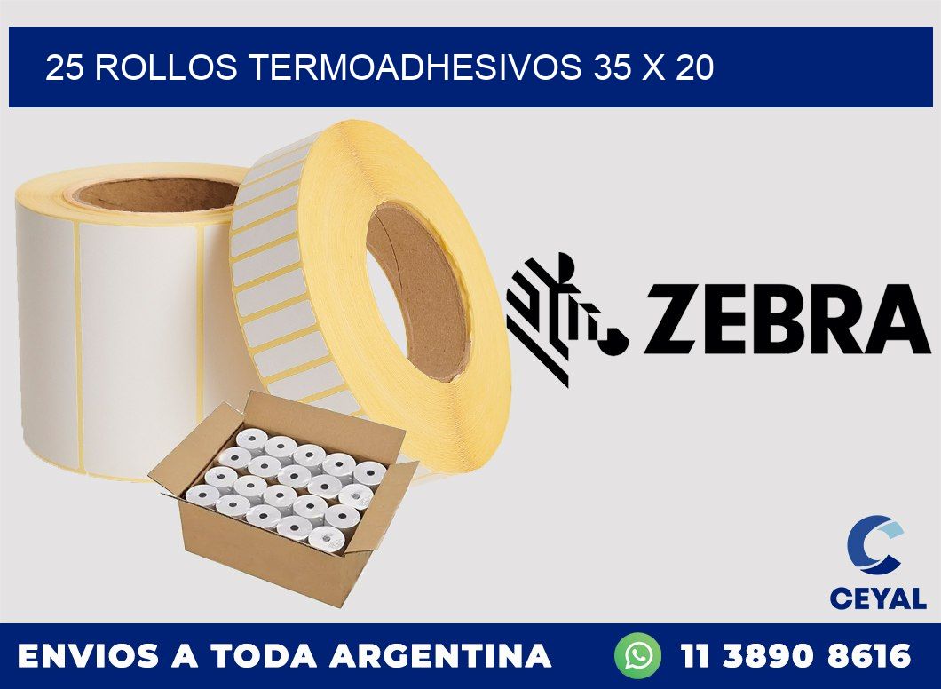 25 ROLLOS TERMOADHESIVOS 35 x 20