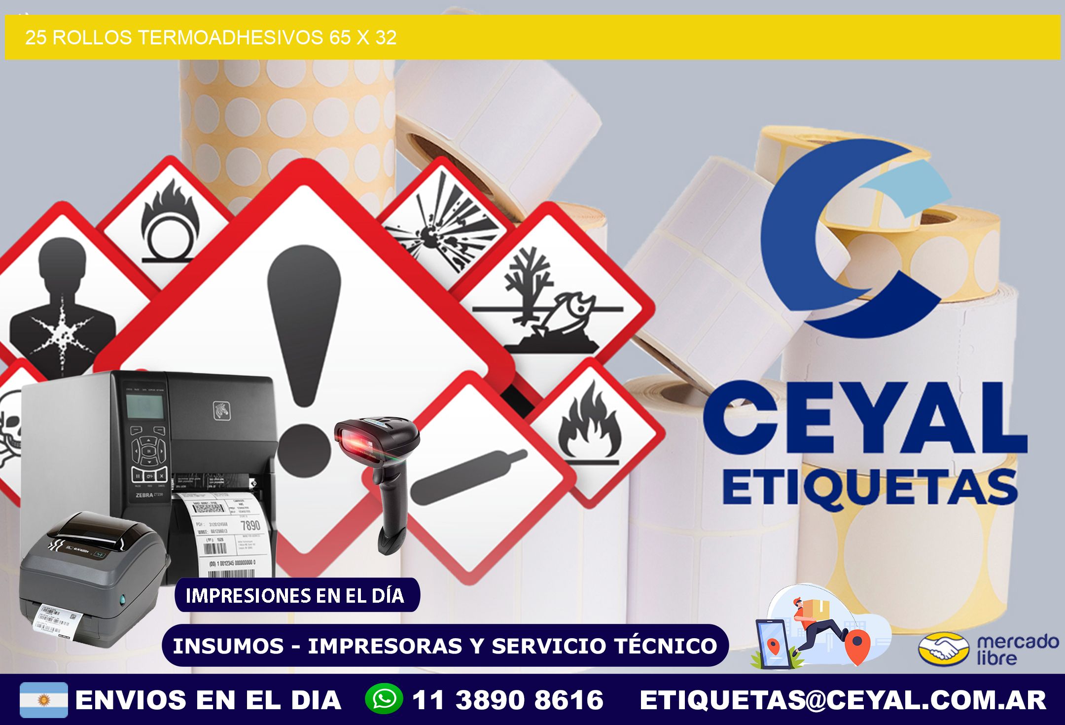 25 ROLLOS TERMOADHESIVOS 65 x 32