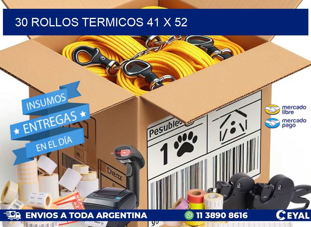 30 ROLLOS TERMICOS 41 x 52