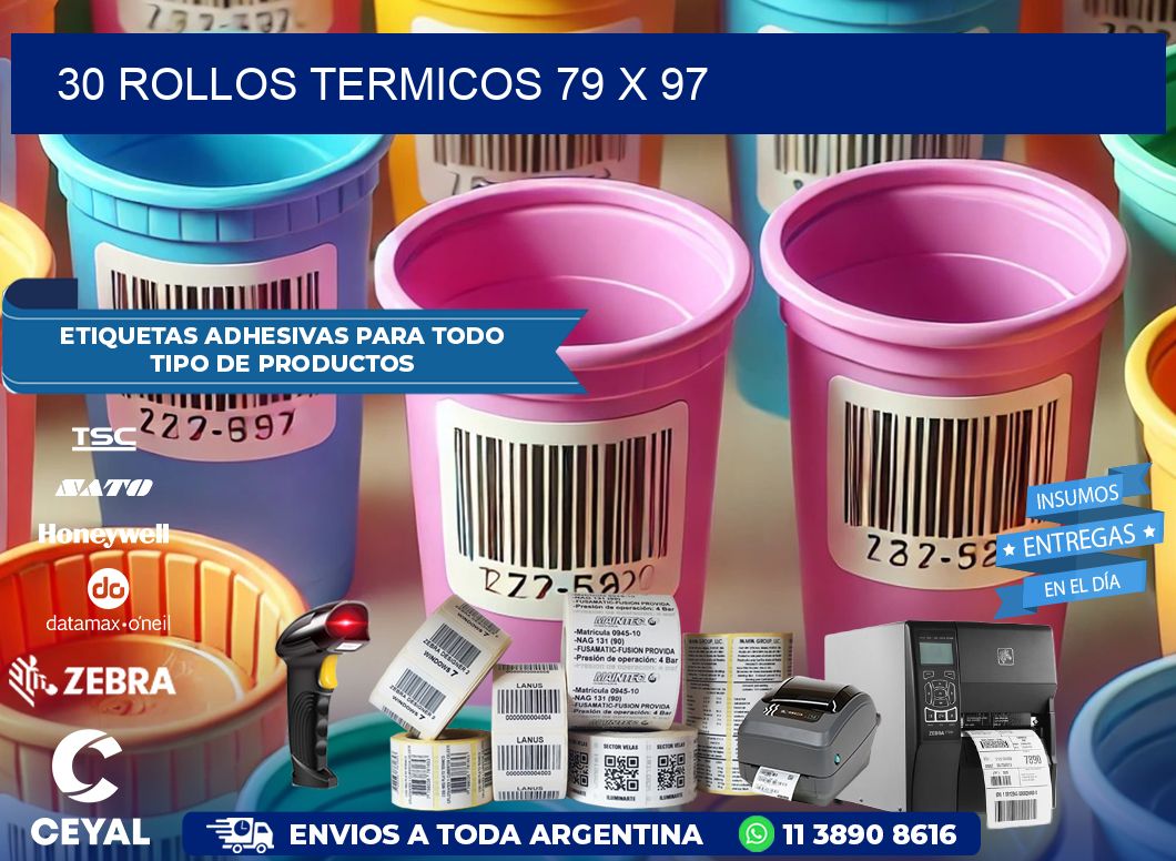 30 ROLLOS TERMICOS 79 x 97