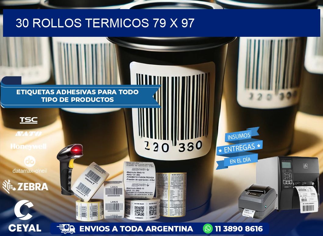 30 ROLLOS TERMICOS 79 x 97