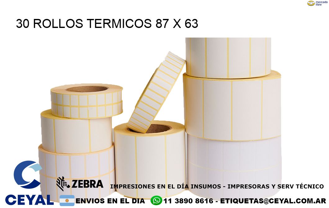 30 ROLLOS TERMICOS 87 x 63