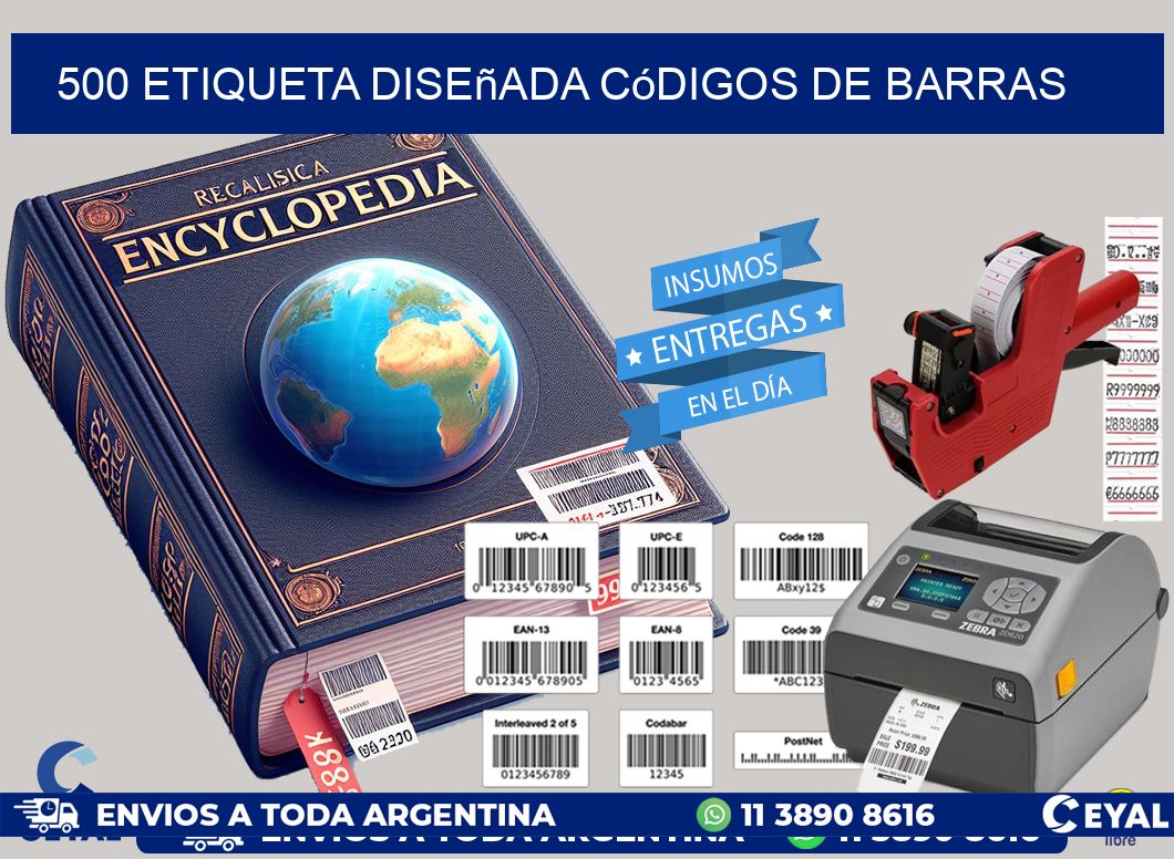 500 etiqueta diseñada códigos de barras