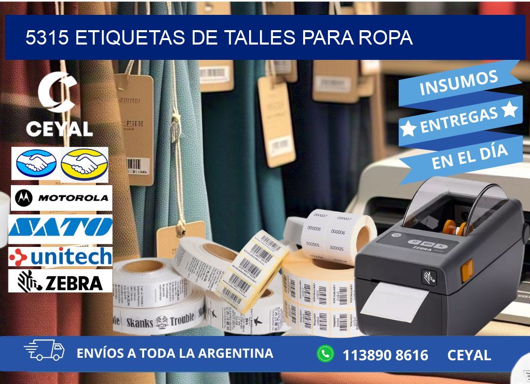5315 etiquetas de talles para ropa