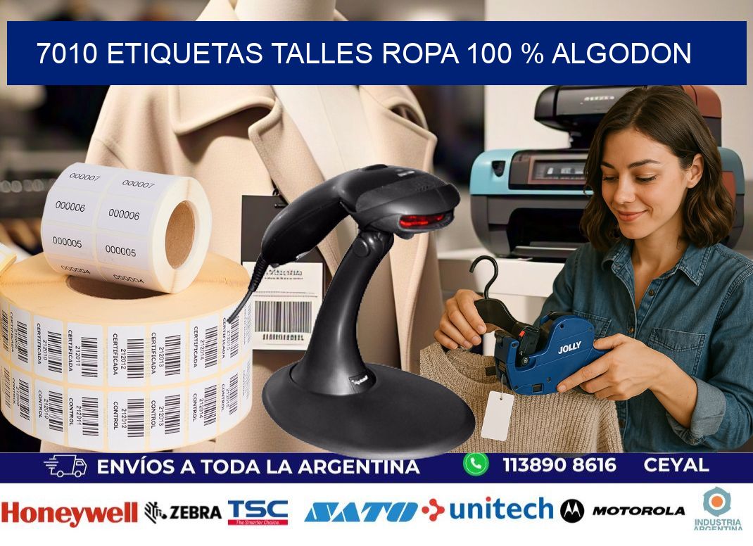7010 ETIQUETAS TALLES ROPA 100 % ALGODON