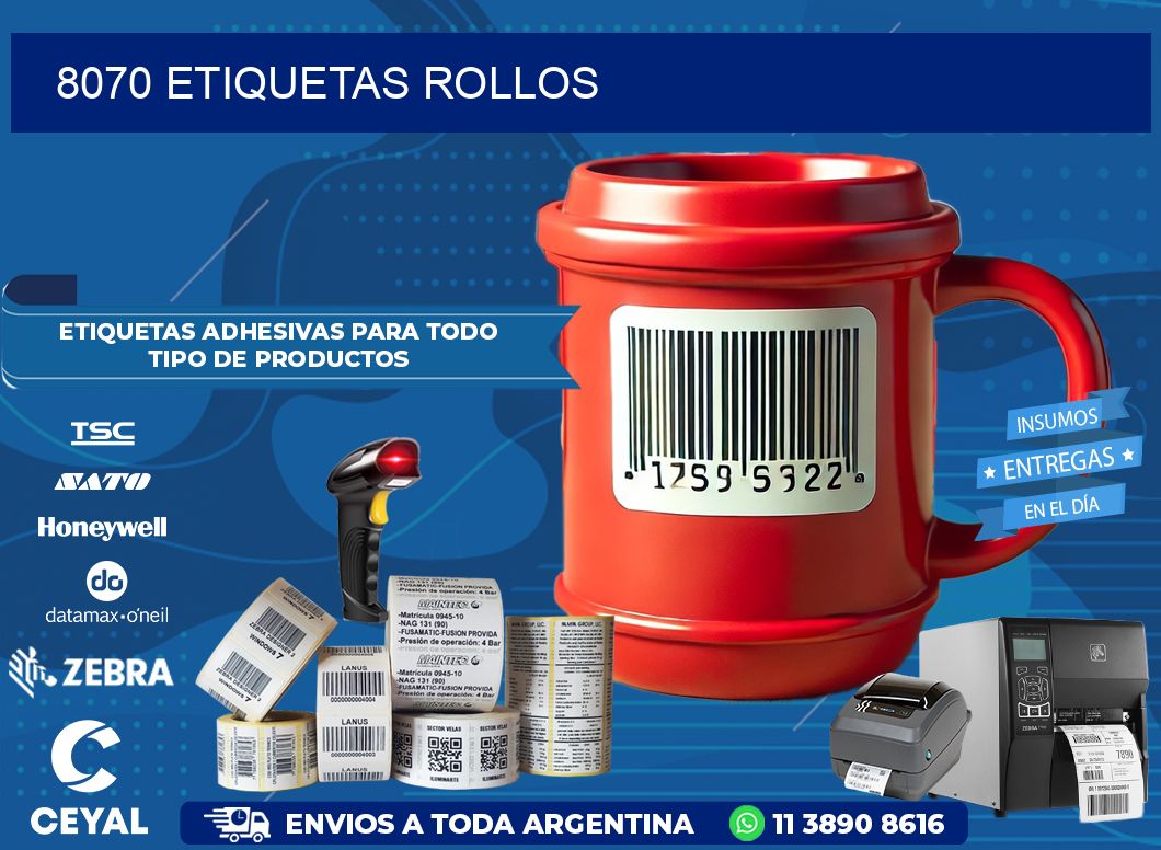 8070 etiquetas rollos