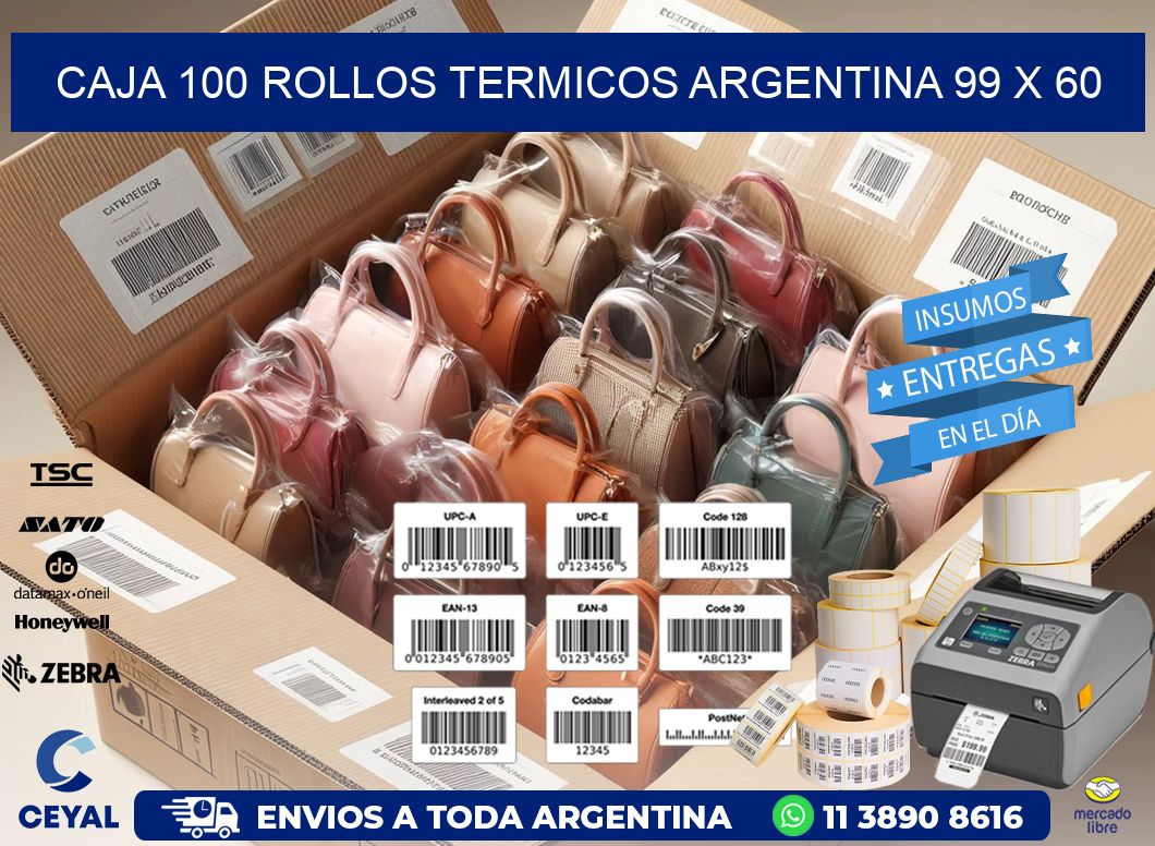 CAJA 100 ROLLOS TERMICOS ARGENTINA 99 x 60